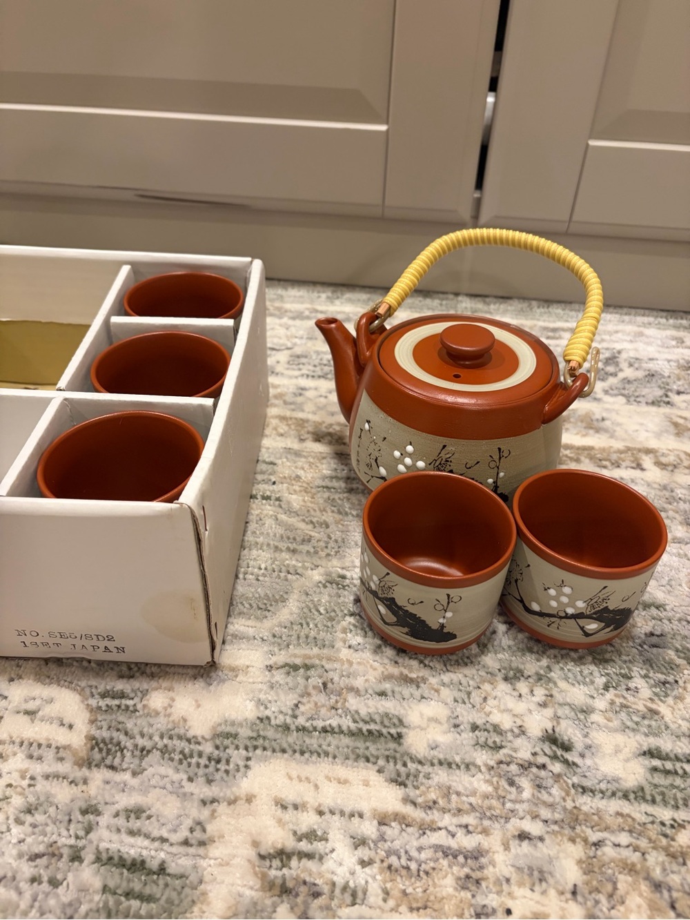 Japanese Ceramic Teapot and Cups Set - Brown and Cream